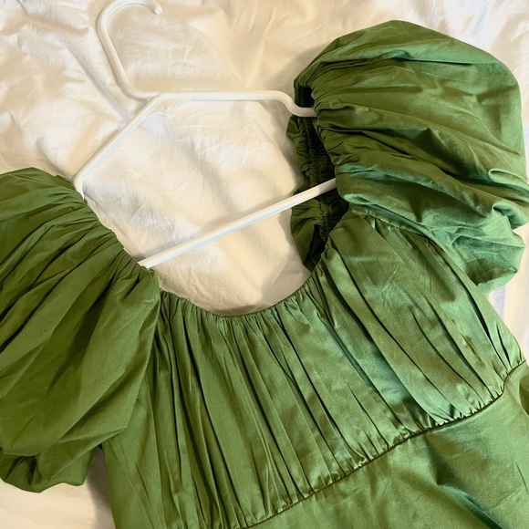 Abercrombie Women's Ruched Puff Sleeve Mini Dress in Green XXS Petite - Picture 5 of 6